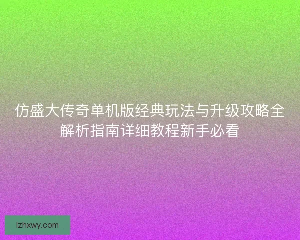 仿盛大传奇单机版经典玩法与升级攻略全解析指南详细教程新手必看