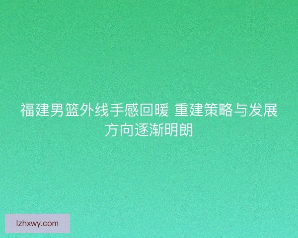 福建男篮外线手感回暖 重建策略与发展方向逐渐明朗